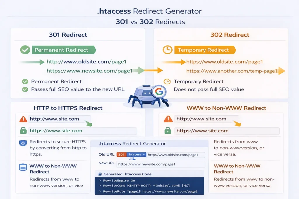 Types of Redirects You Can Create Using an HTAccess Redirect Generator SEO Tool