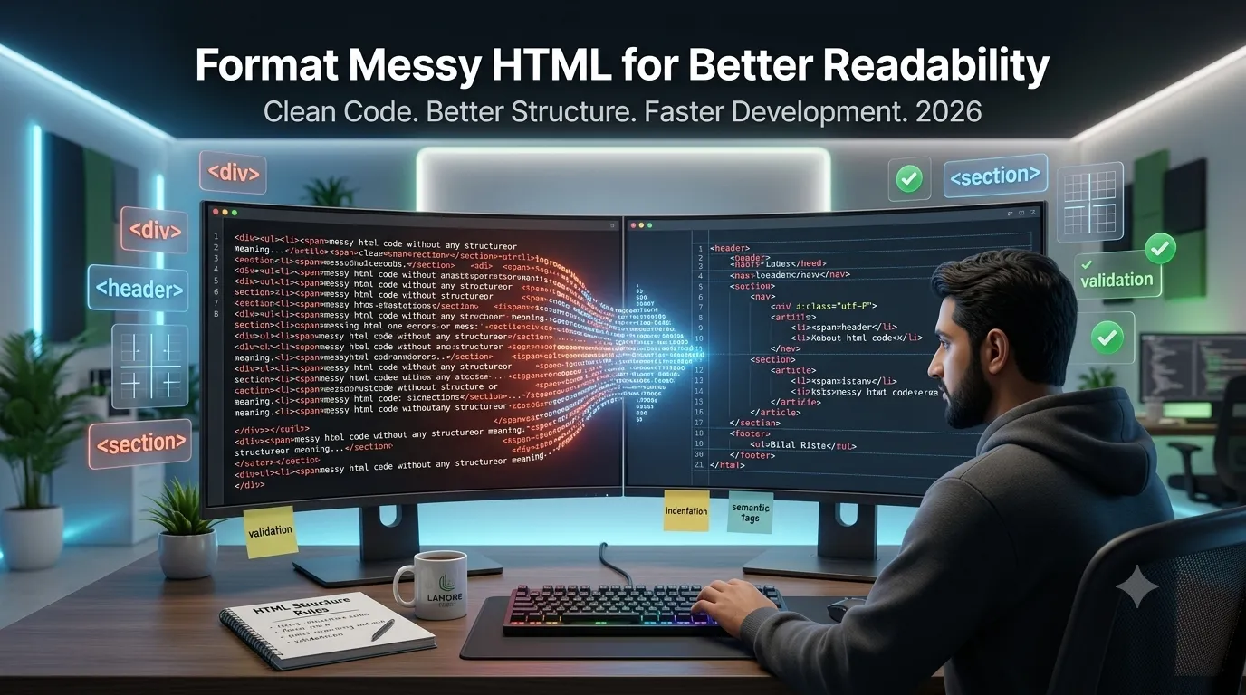 format messy HTML code